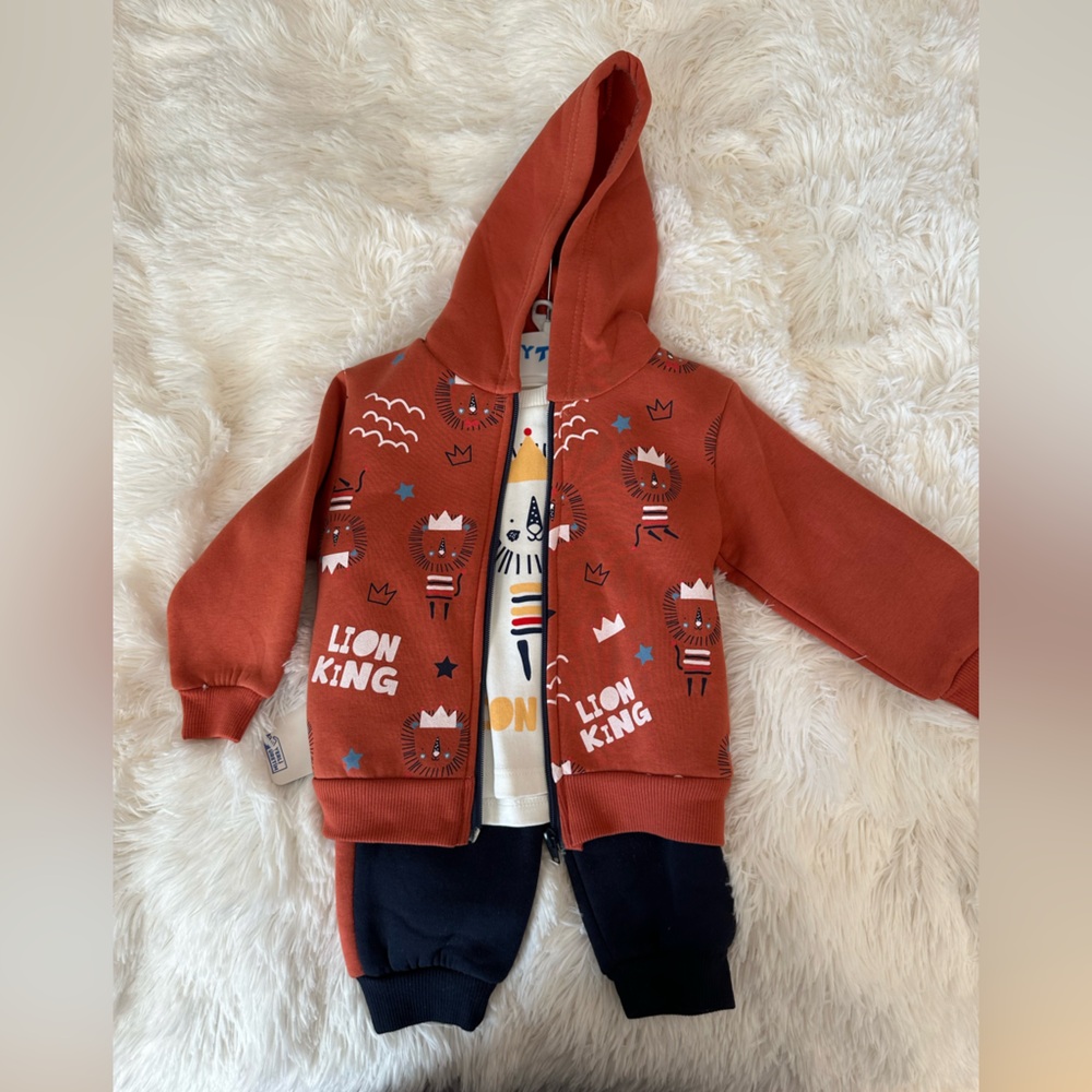 🆕 Lion King Rust Hoodie and Navy Pants Set